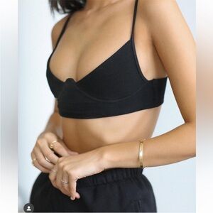 Joah Brown Black Ribbed Bralette